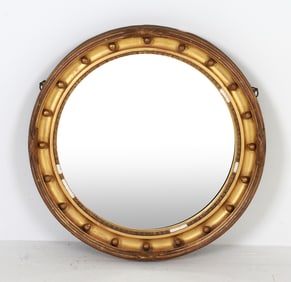 ANTIQUE GOLD GILT CONVEX WALL MIRROR