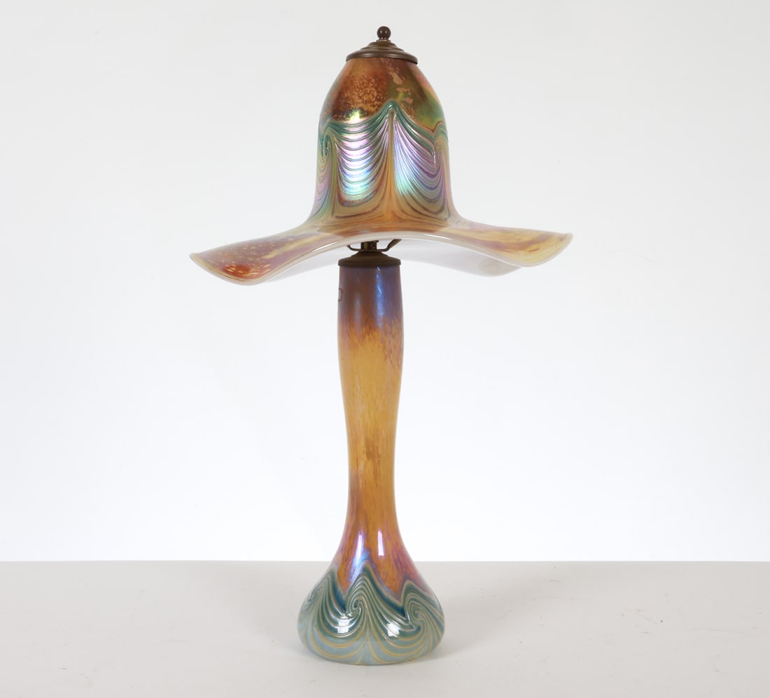 FELLERMAN STYLE ART GLASS TABLE LAMP C. 1980'S (1 of 12)