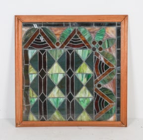 ANTIQUE STAINED GLASS WINDOW PANEL