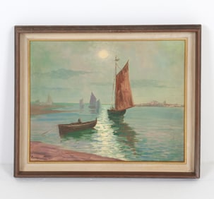 MID-CENTURY SEASCAPE PAINTING O/C
