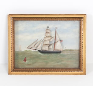 ANTIQUE 19TH C. SAILING SHIP DIORAMA