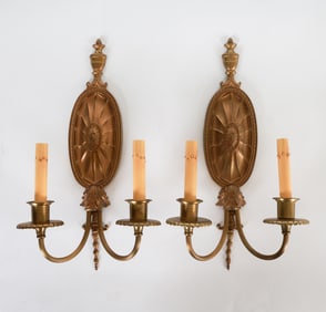 FRENCH STYLE BRASS WALL SCONCES
