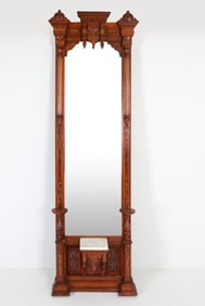 19TH C. VICTORIAN EASTLAKE MAHOGANY PIER MIRROR
