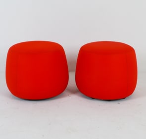 PAIR OF BERNHARDT POOF OTTOMAN STOOLS