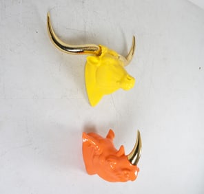 PAIR OF C. WONDER ANIMAL HEAD WALL SCULPTURES