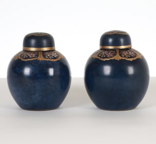 PAIR PORCELAIN GINGER JAR URNS