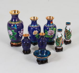 CHINESE CLOISONNE GROUPING