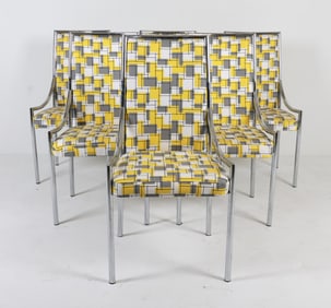 (6) MID-CENTURY CHROME DINING CHAIRS C. 1970'S