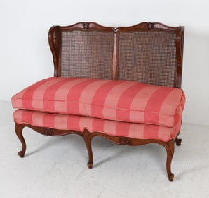 ANTIQUE OAK & CANE SETTE