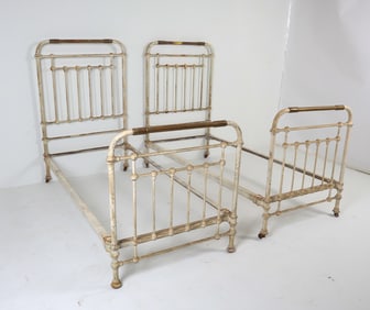 PAIR OF VICTORIAN IRON TWIN BEDS 19TH C.