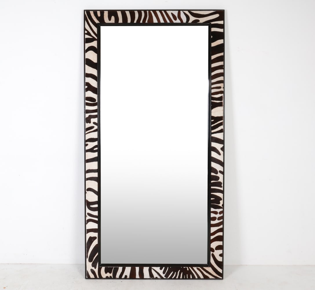 FAUX-ZEBRA HIDE FRAME MIRROR FOR REPAIR (1 of 7)