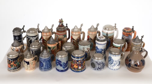 GROUPING OF VINTAGE GERMAN BEER STEINS