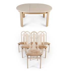 CONTEMPORARY EXPENDABLE DINING TABLE & CHAIRS