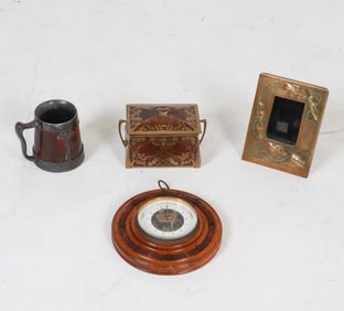 BRASS & WOOD DECORATIVE GROUPING