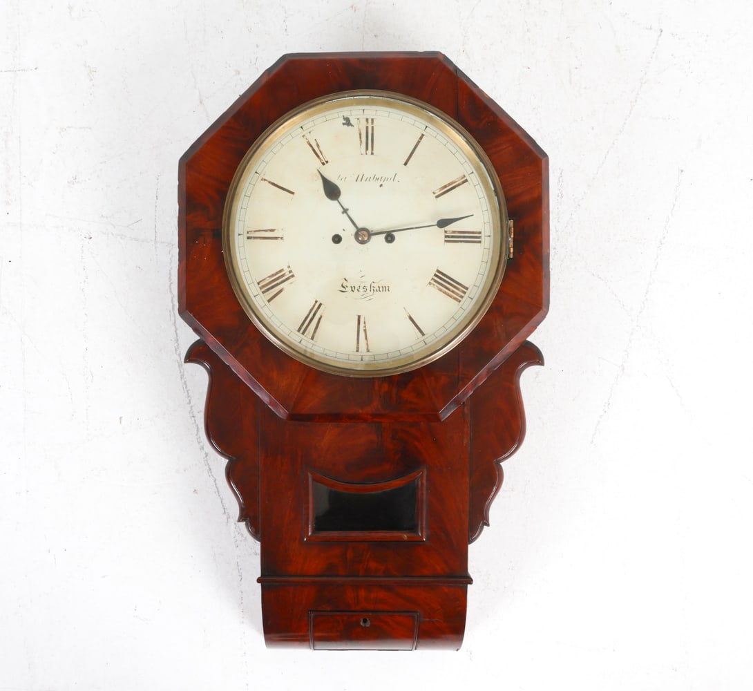 ANTIQUE 19TH C. MAHOGANY WALL CLOCK (1 of 17)