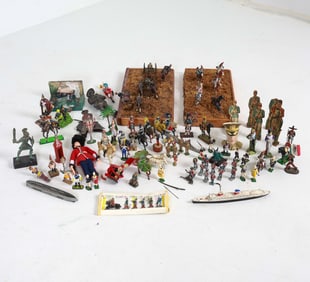 ANTIQUE PAPER & LEAD MILITARY SOLDIER TOY GROUPING