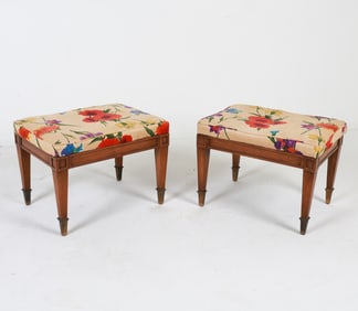 PAIR OF WEIMAN NEOCLASSICAL STYLE ET FOOTSTOOLS