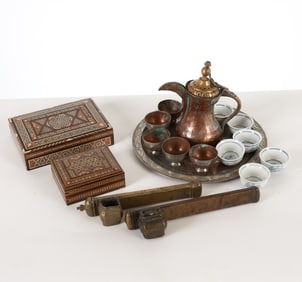 GROUPING INCL. PERSIAN COPPER TEA SET