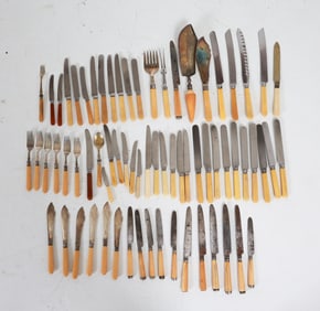 GROUPING OF BONE-HANDLED FLATEWARE