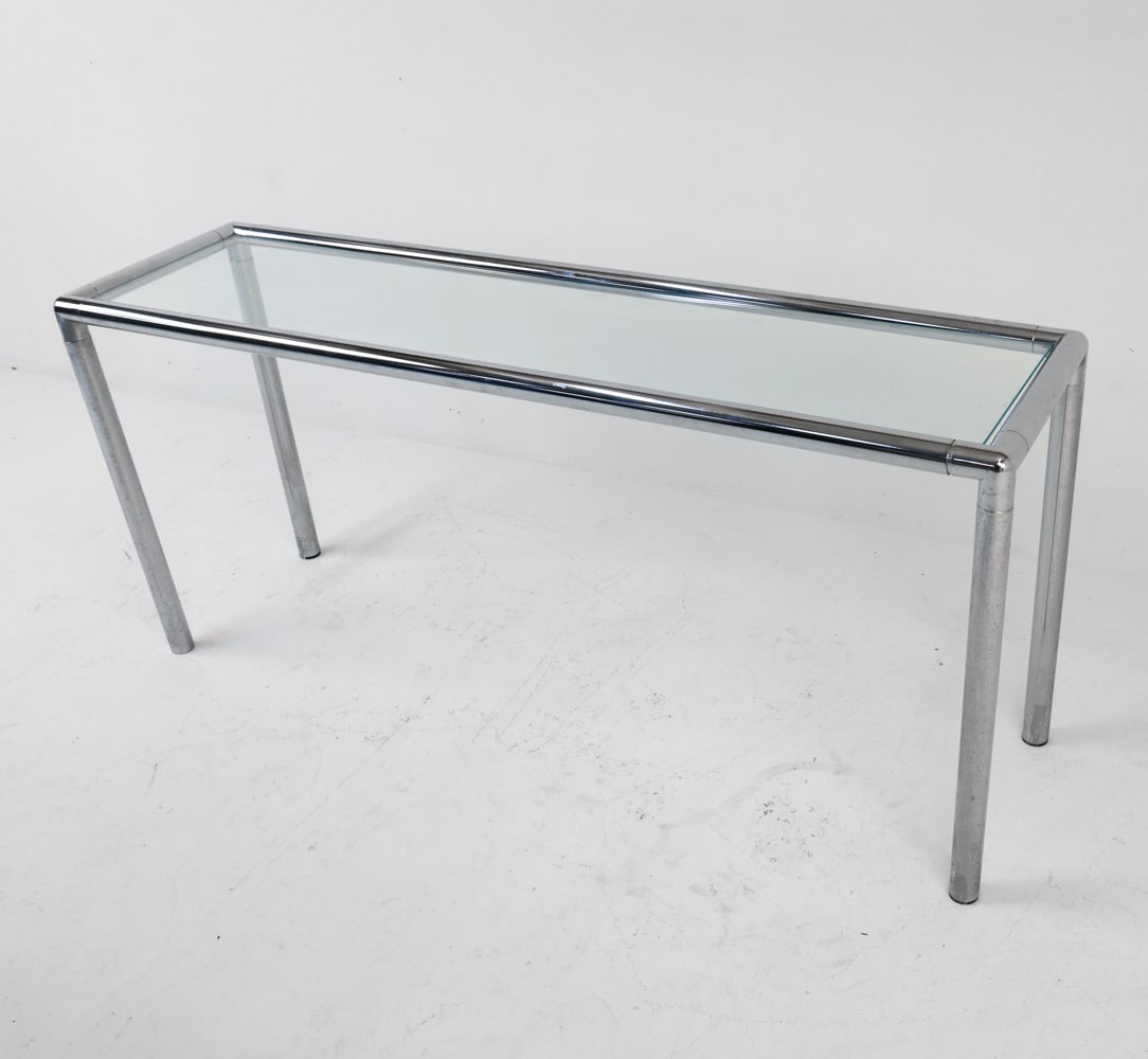 MILO BAUGHMAN STYLE CHROME CONSOLE TABLE (1 of 12)