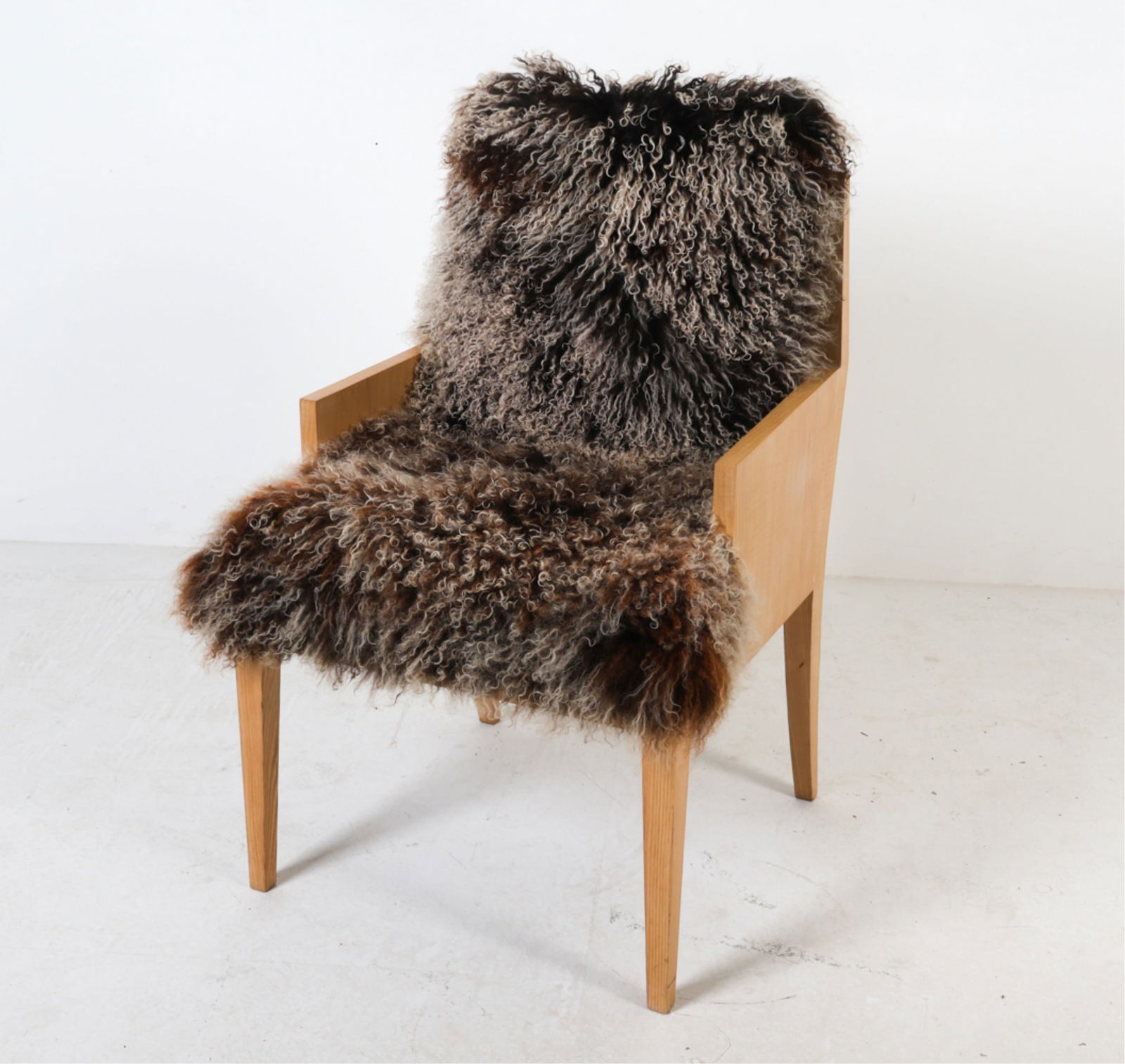 MANNER OF JEAN MICHEL FRANK OAK & WOOL SIDE CHAIR (1 of 11)