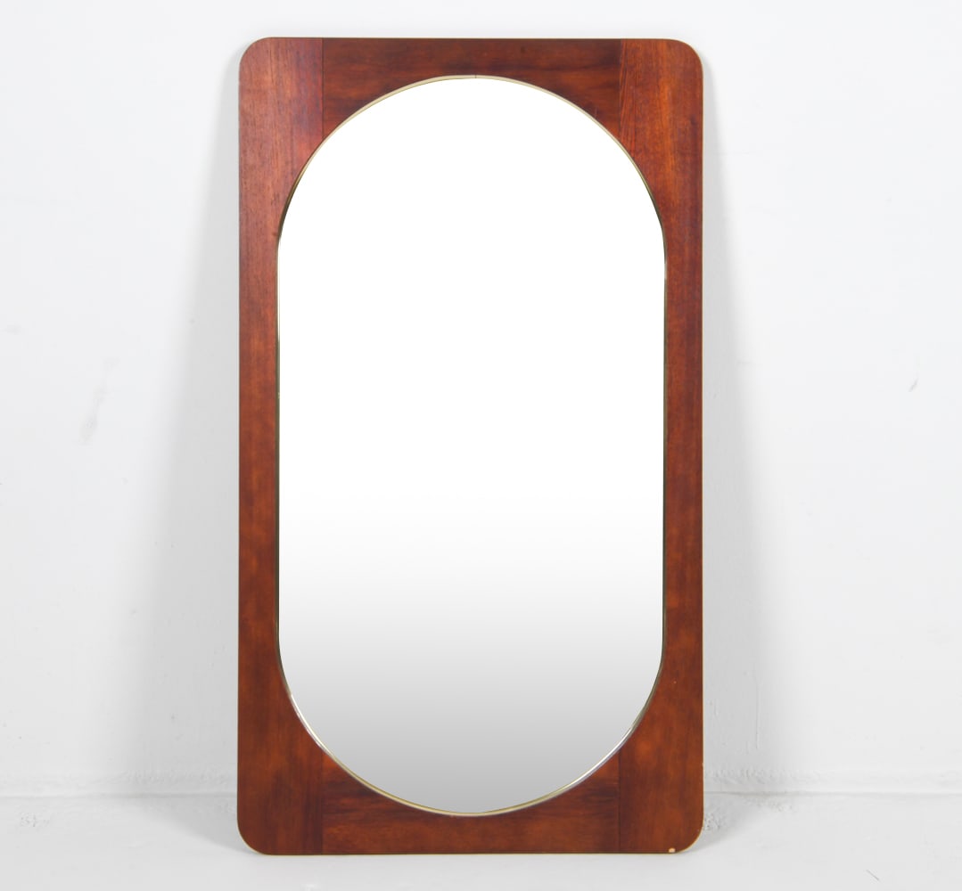 DANISH TEAK WALL MIRROR C. 1960'S (1 of 8)