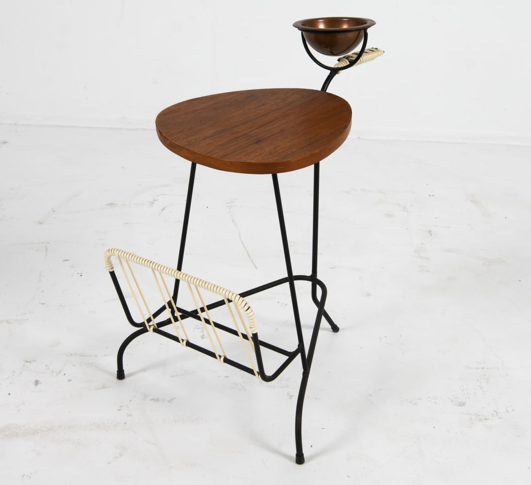 DANISH TEAK & IRON SMOKING STAND TABLE C.1950'S (1 of 11)