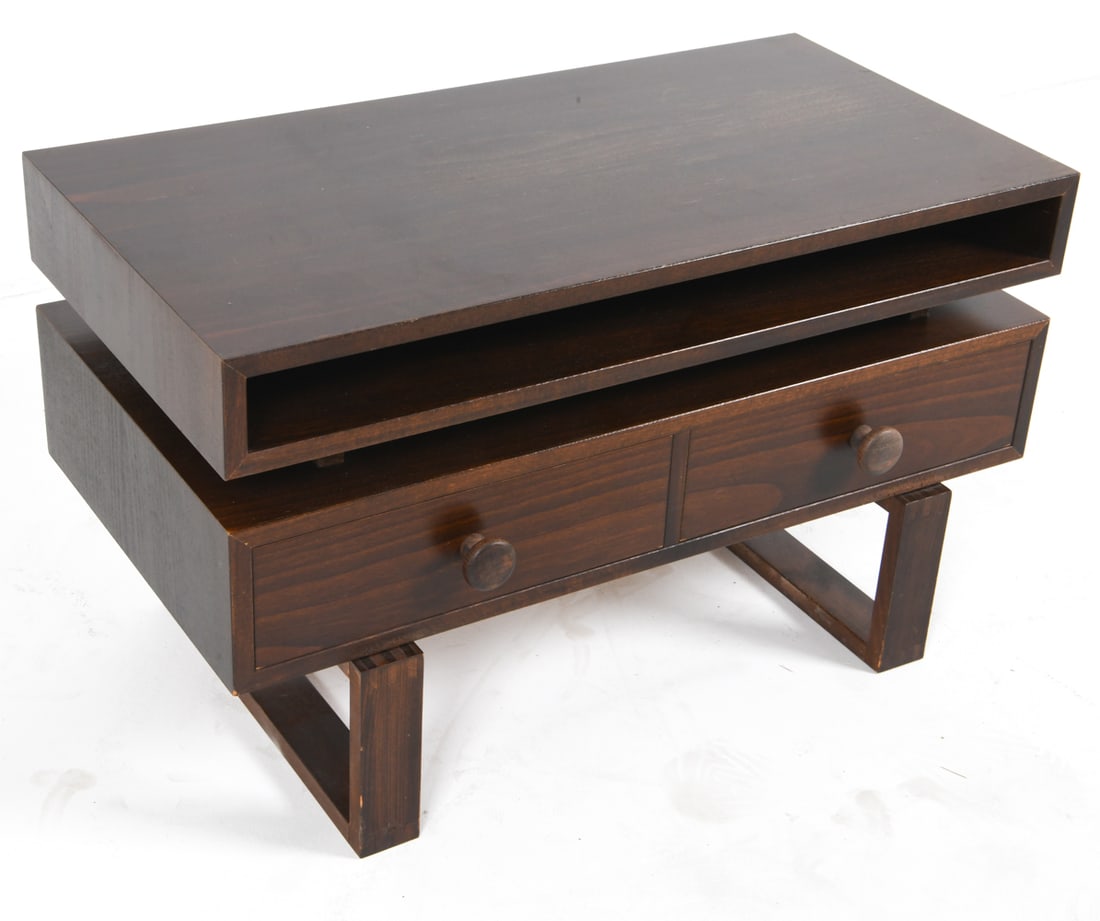 DANISH BEECH LOW FLOATING CONSOLE CHEST C. 1960'S (1 of 12)