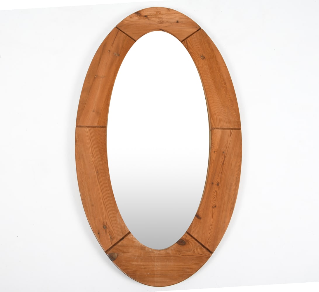 GLAS MASTER SWEDISH PINE WALL MIRROR C. 1970'S (1 of 9)