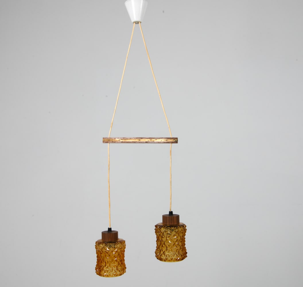 DANISH AMBER GLASS PENDANT LIGHT C. 1960'S (1 of 10)
