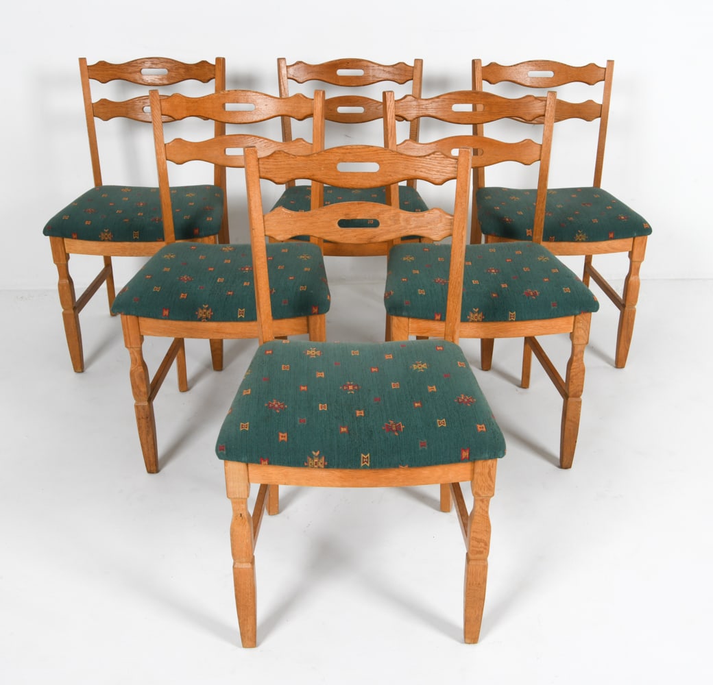 (6) DANISH OAK DINING CHAIRS C. 1970'S (1 of 16)