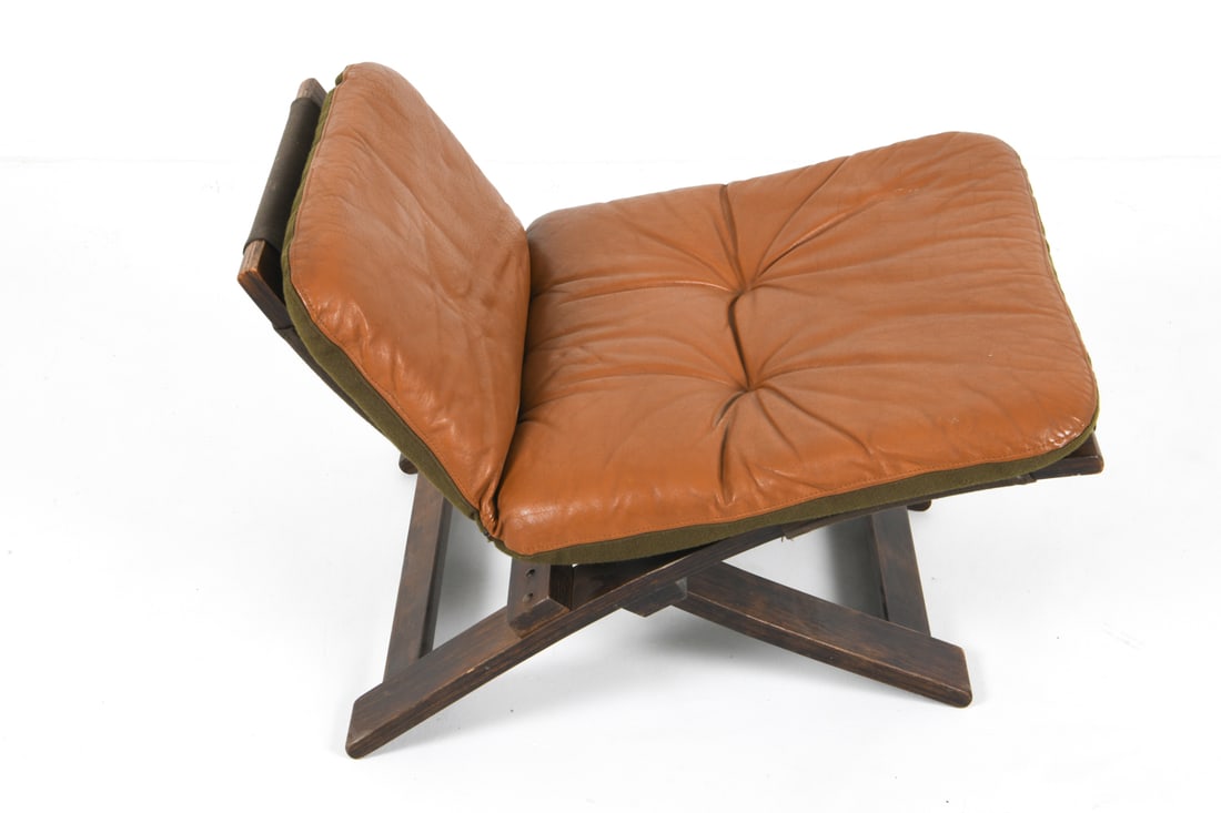 DANISH BEECH & LEATHER FOLDING OTTOMAN C. 1960'S (1 of 10)