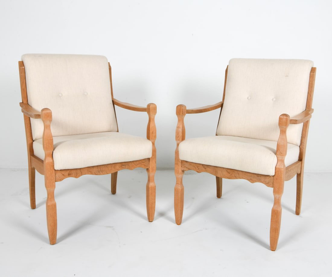 PAIR OF DANISH OAK & WOOL LOUNGE CHAIRS C. 1970'S (1 of 12)