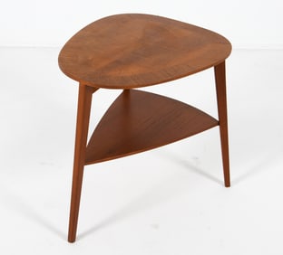 DANISH TEAK TRIANGLE SIDE TABLE C. 1970'S
