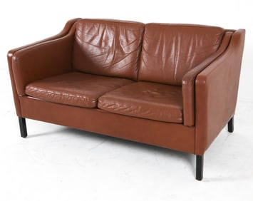 MOGENSEN STYLE DANISH LEATHER SOFA C. 1970'S