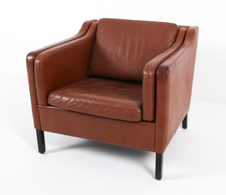 MOGENSEN STYLE DANISH LEATHER LOUNGE CHAIR