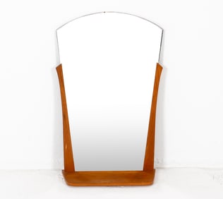 DANISH TEAK MIRROR W/ SHELF C. 1960'S