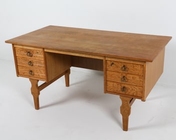 KJEARNULF STLYLE DANISH OAK DESK C. 1970'S