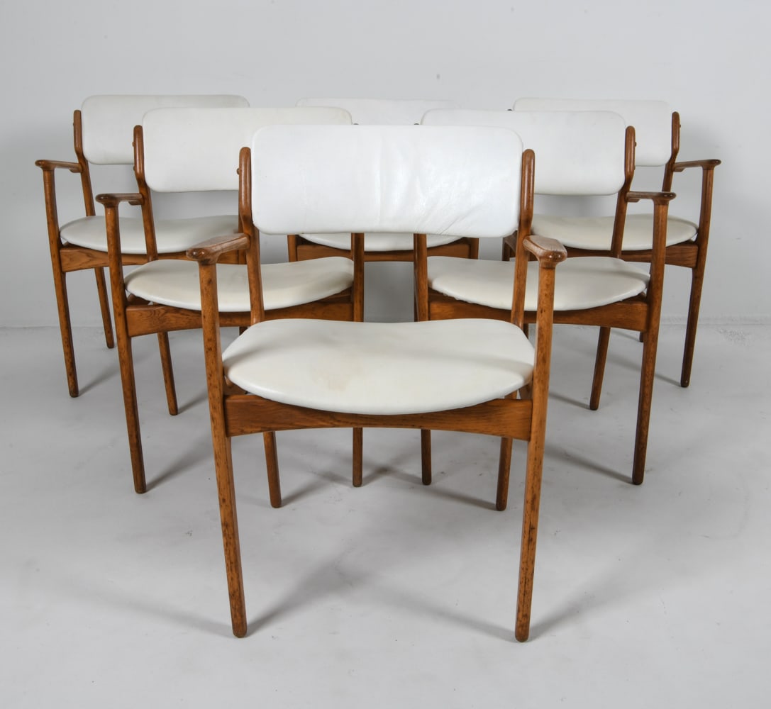 (6) ERIK BUCH DANISH OAK & LEATHER CHAIRS C.1970'S (1 of 12)