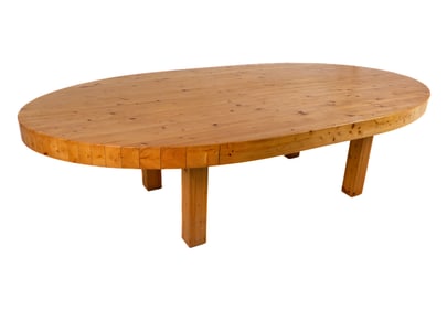 MONUMENTAL GERMAN PINE DINING TABLE C. 1970'S