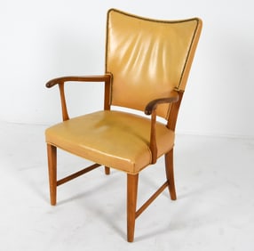 FRITS HENNINGSEN DANISH OAK & LEATHER ARMCHAIR