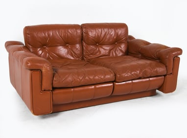 DE SEDE STYLE DANISH LEATHER SOFA C. 1960'S