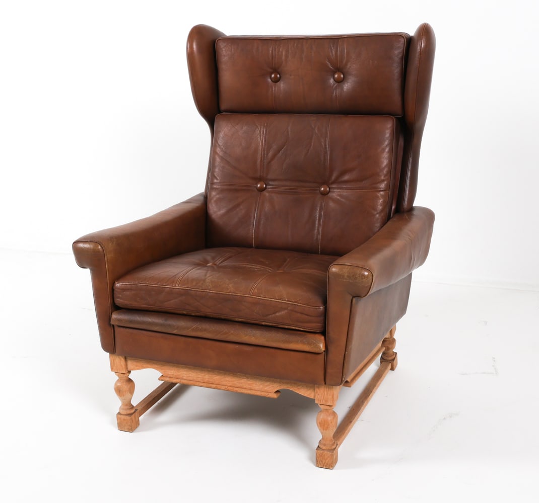 SVEND SKIPPER DANISH OAK & LEATHER CHAIR C. 1970'S (1 of 16)