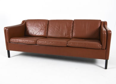 MOGENSEN STYLE DANISH LEATHER SOFA C. 1970'S