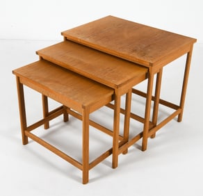 BORGE MOGENSEN STYLE OAK NESTING TABLES C. 1970'S