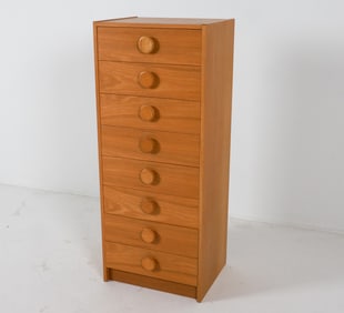 DANISH TALL OAK CHEST C. 1960'S