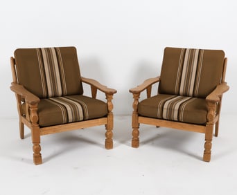 PAIR OF KJAERNULF STYLE DANISH OAK ARMCHAIRS