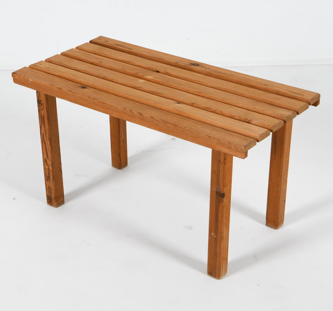 DANISH PINE SLAT BENCH C. 1970'S (1 of 14)