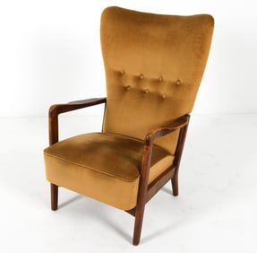 FRITZ HANSEN DANISH BEECH LOUNGE CHAIR C. 1950'S