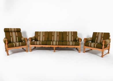 KJAERNULF STYLE DANISH OAK SOFA SUITE C. 1970'S